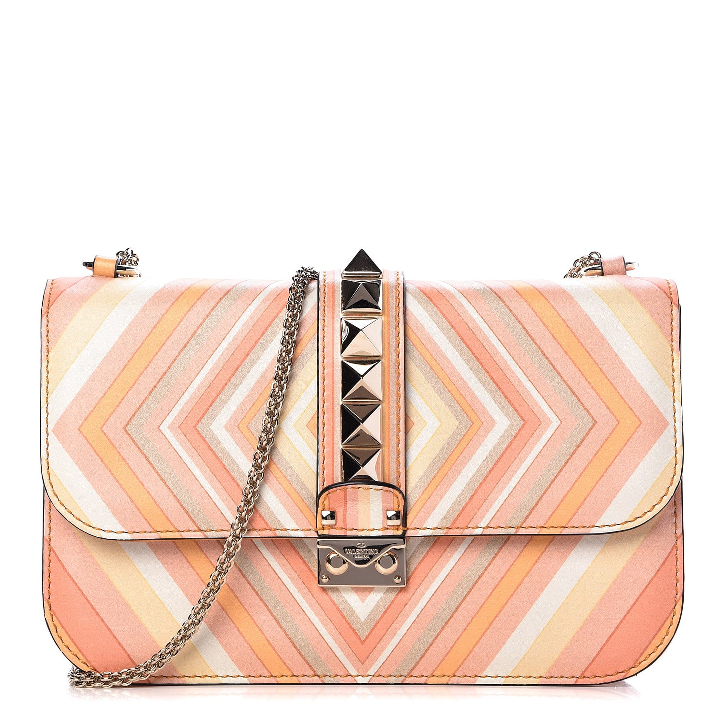 Vitello Native Couture 1975 Medium Glam Lock Rockstud Flap Mandarin Sorbet