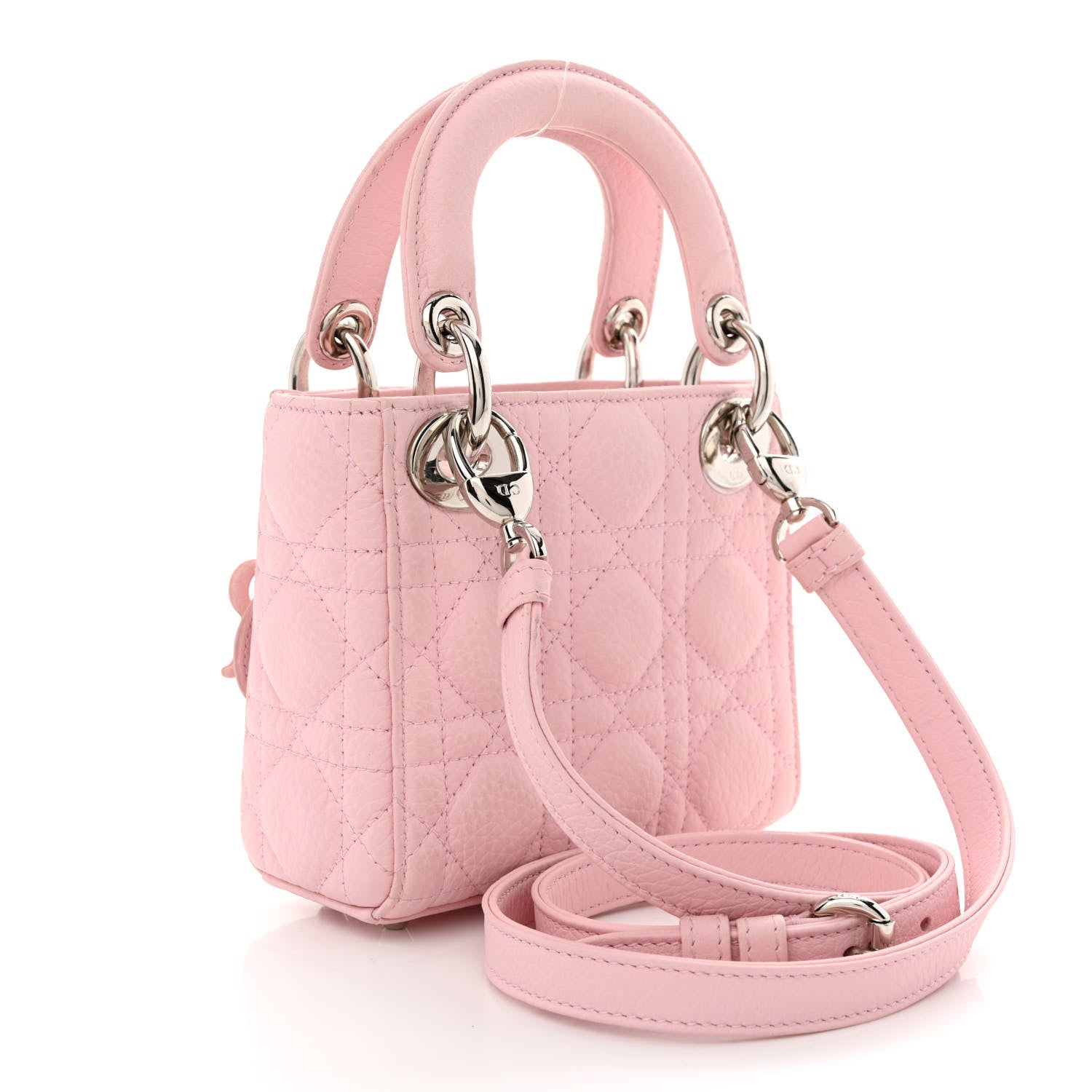 Christian Dior Grained Calfskin Cannage Nano Lady Dior Rose Clair 3 of 11