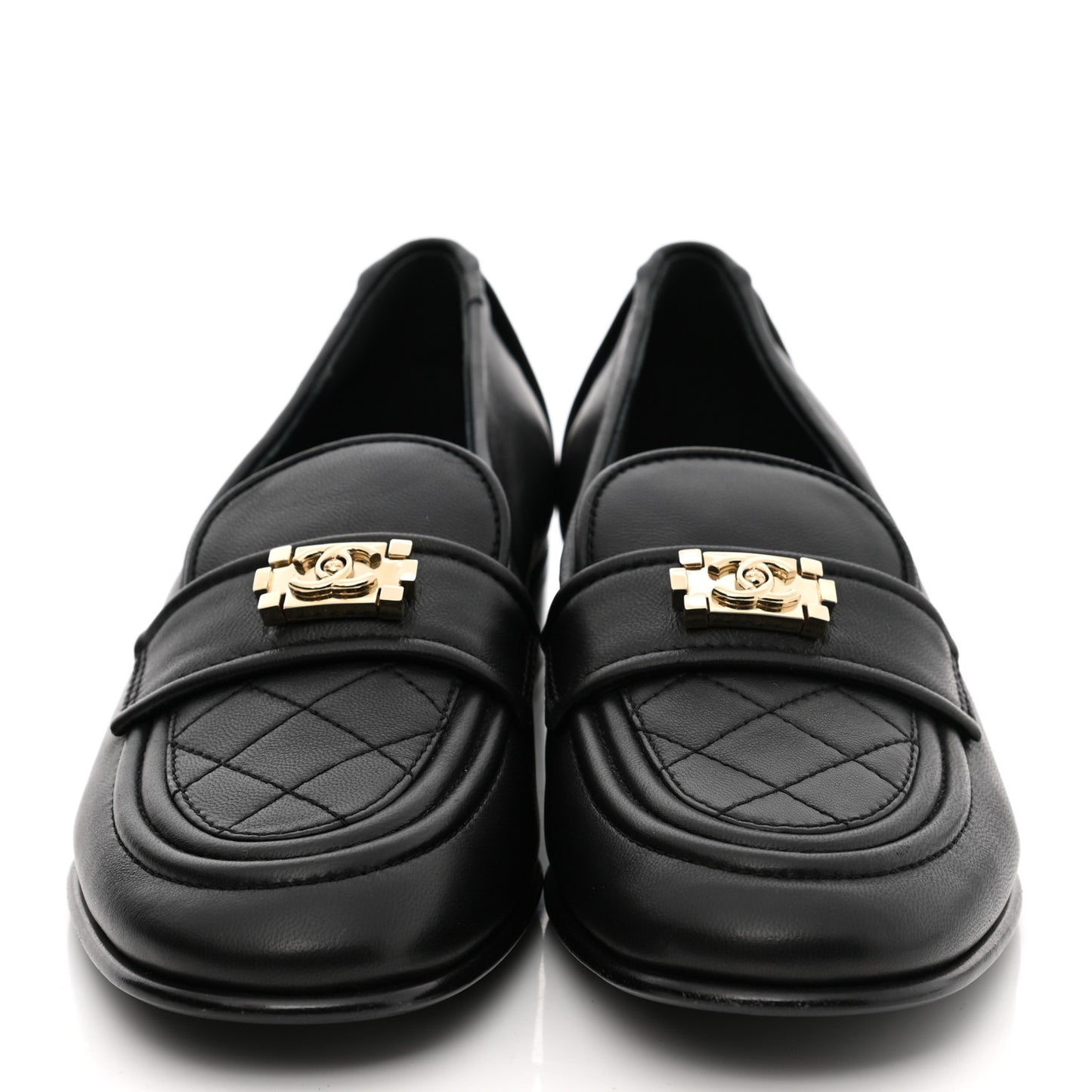 Lambskin Quilted Boy Loafers 36.5 Black