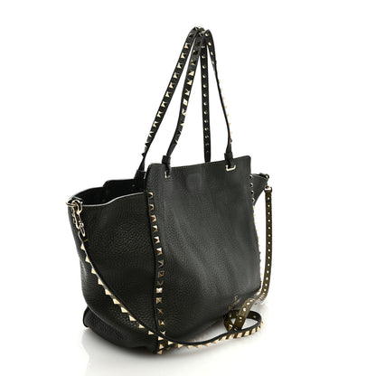 Valentino Garavani Pebbled Calfskin Medium Rockstud Tote Army Green 3 of 8