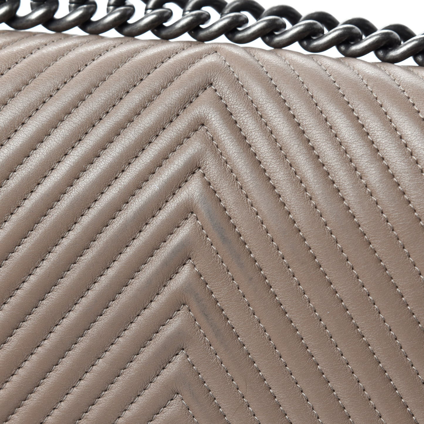 Calfskin Chevron Quilted Medium Boy Flap Taupe