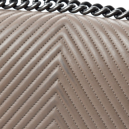 Chanel Calfskin Chevron Quilted Medium Boy Flap Taupe 10 of 16