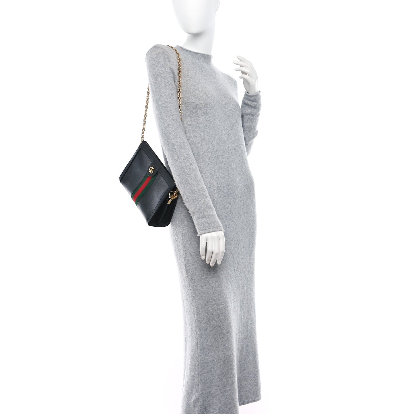 Calfskin GG Web Small Ophidia Chain Shoulder Bag Black