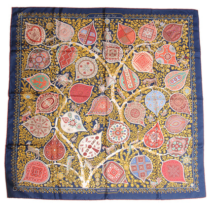 Hermes Silk L Arbre De Vie Scarf 90 Dark Bleu 2 of 5