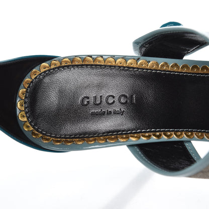 Gucci GG Supreme Monogram Patent Harleth Sandals 40 Beige Ebony Pink Fucsia Cyan 10 of 12