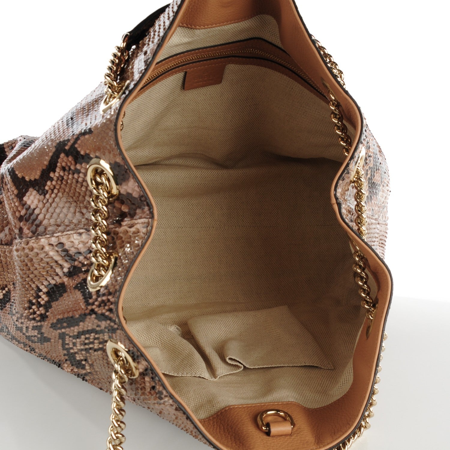 Gucci Python Medium Soho Chain Hobo Beige 5 of 7