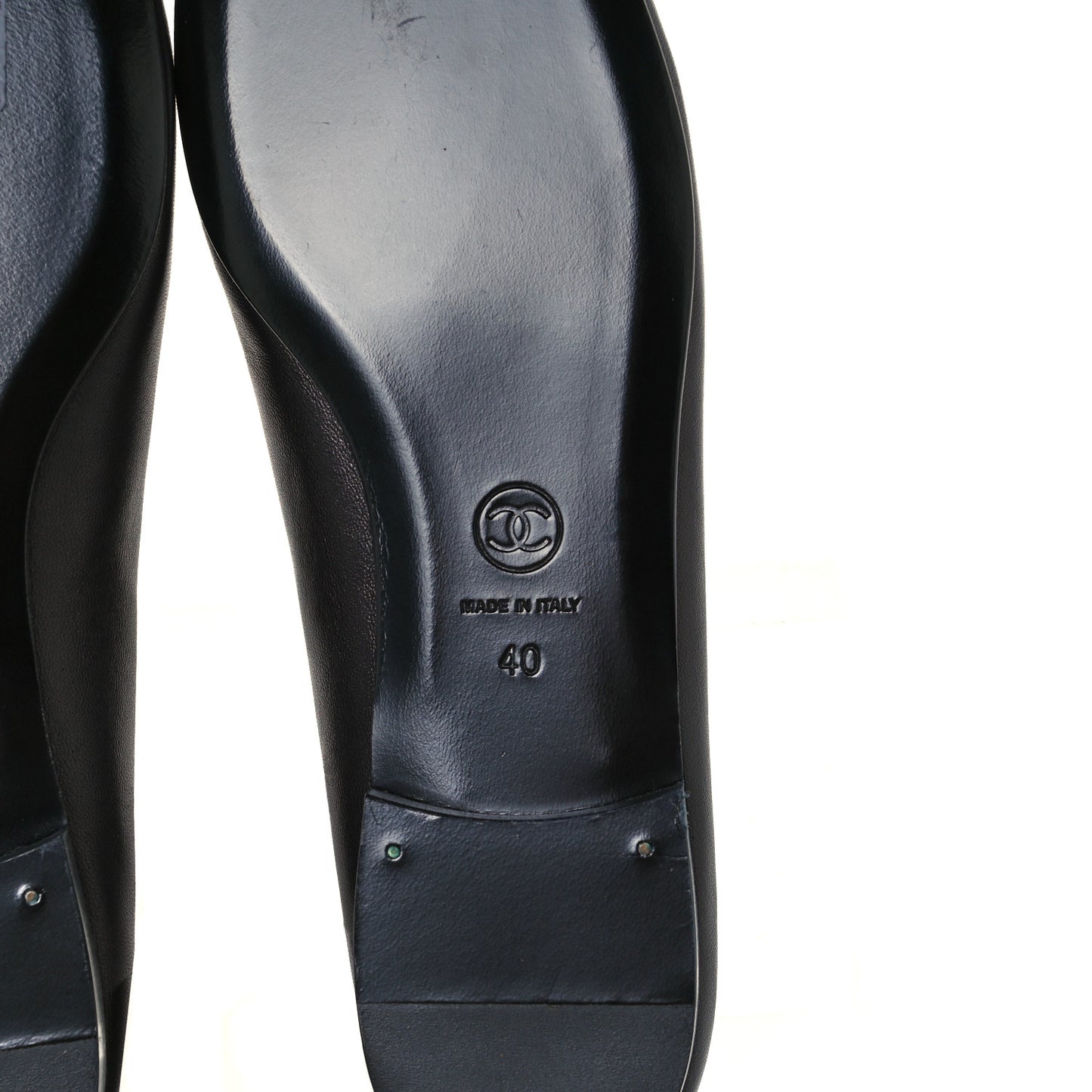 Lambskin Patent Cap Toe Ballerina Flats 40 Black