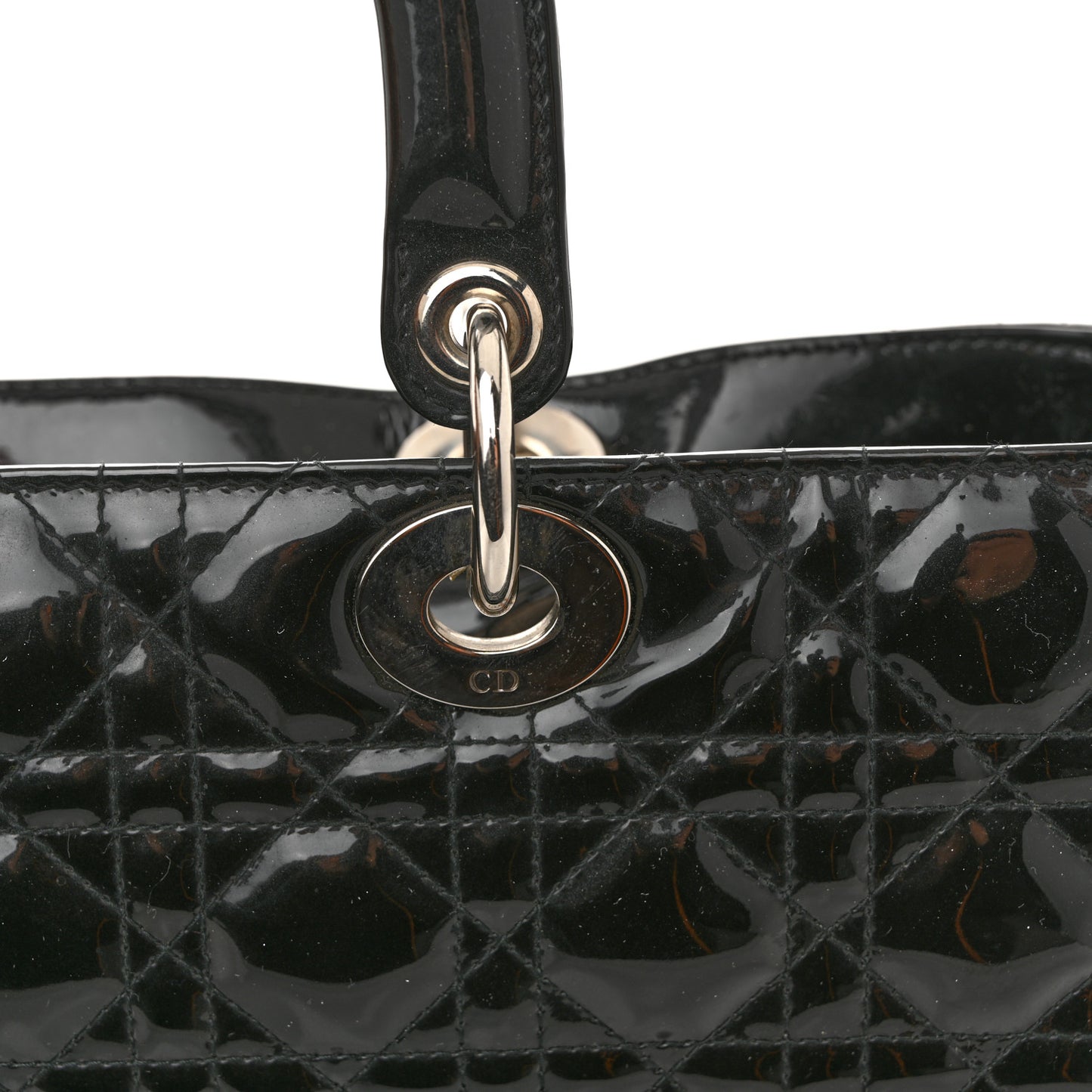 Patent Cannage Large Lady Dior Black