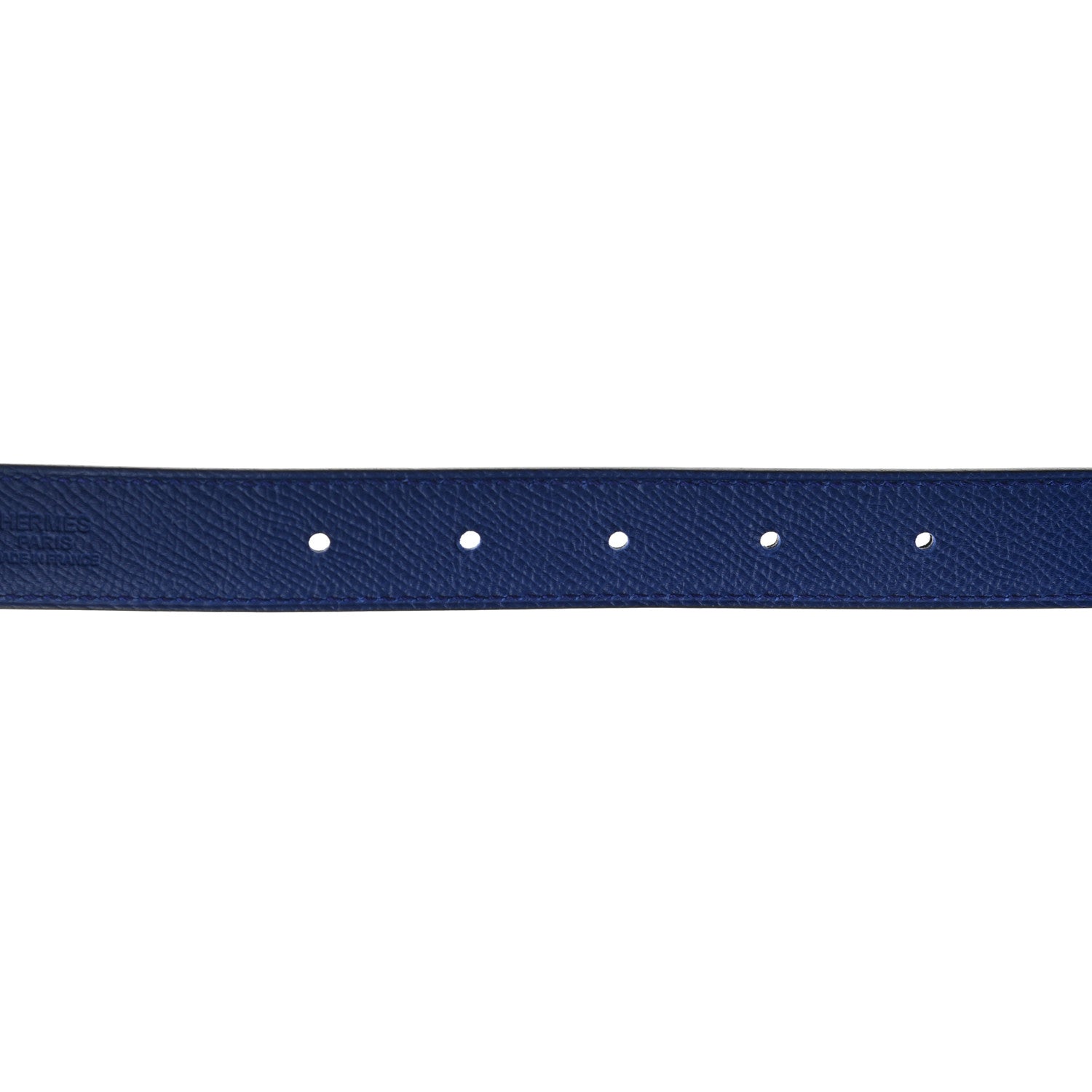 Hermes Swift Epsom 24mm Belt Strap 75 Black Bleu Electrique 4 of 6