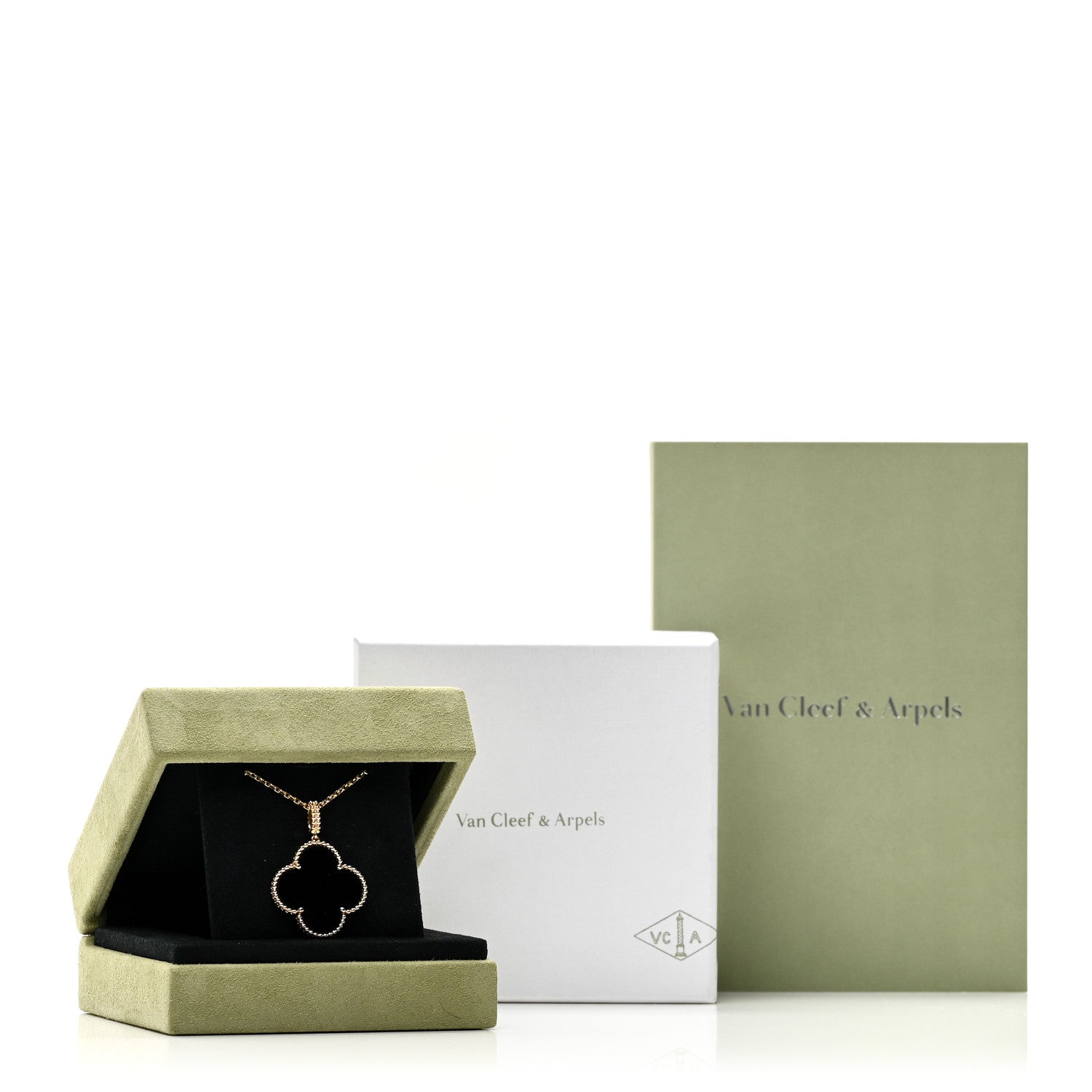 Van Cleef & Arpels 18K Yellow Gold Black Onyx Magic Alhambra Pendant Necklace 6 of 6
