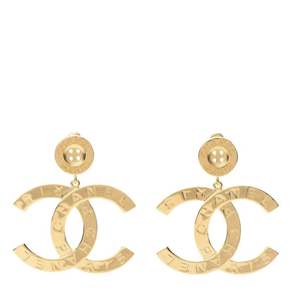 Chanel Metal Large Paris Button Earrings Gold 1 of 5