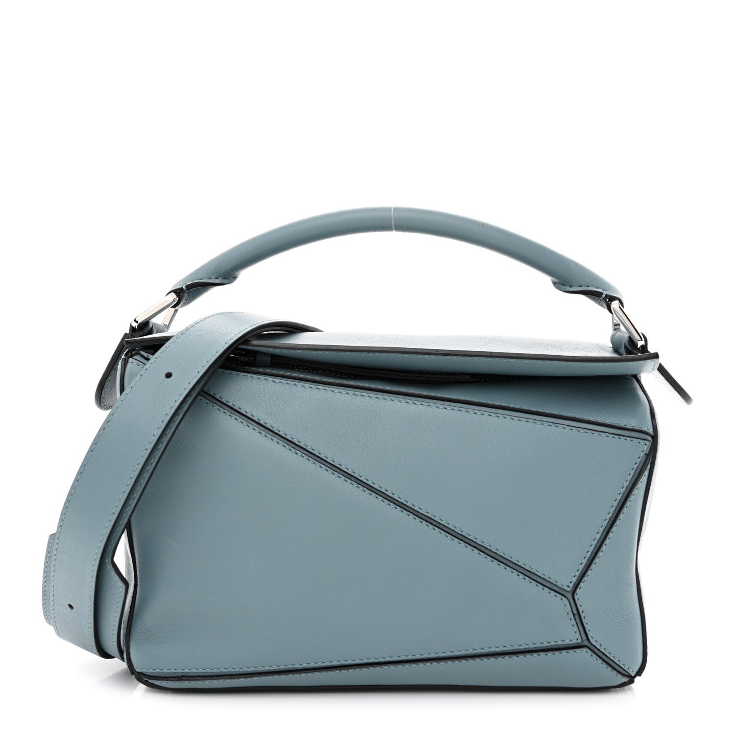 Loewe Calfskin Small Puzzle Bag Stone Blue 1 of 14