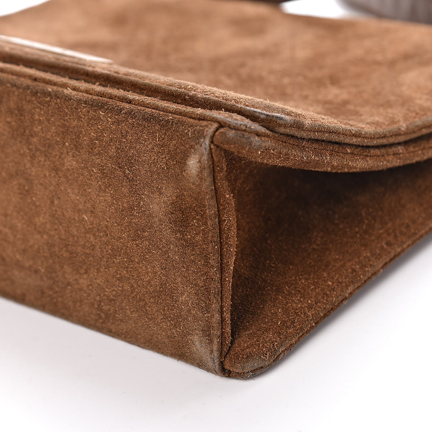 Suede Stitched Shoulder Bag Brown