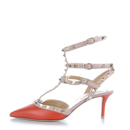 Valentino Garavani Nappa Rockstud Ankle Strap 65mm Pumps 37.5 English Red Poudre 1 of 8