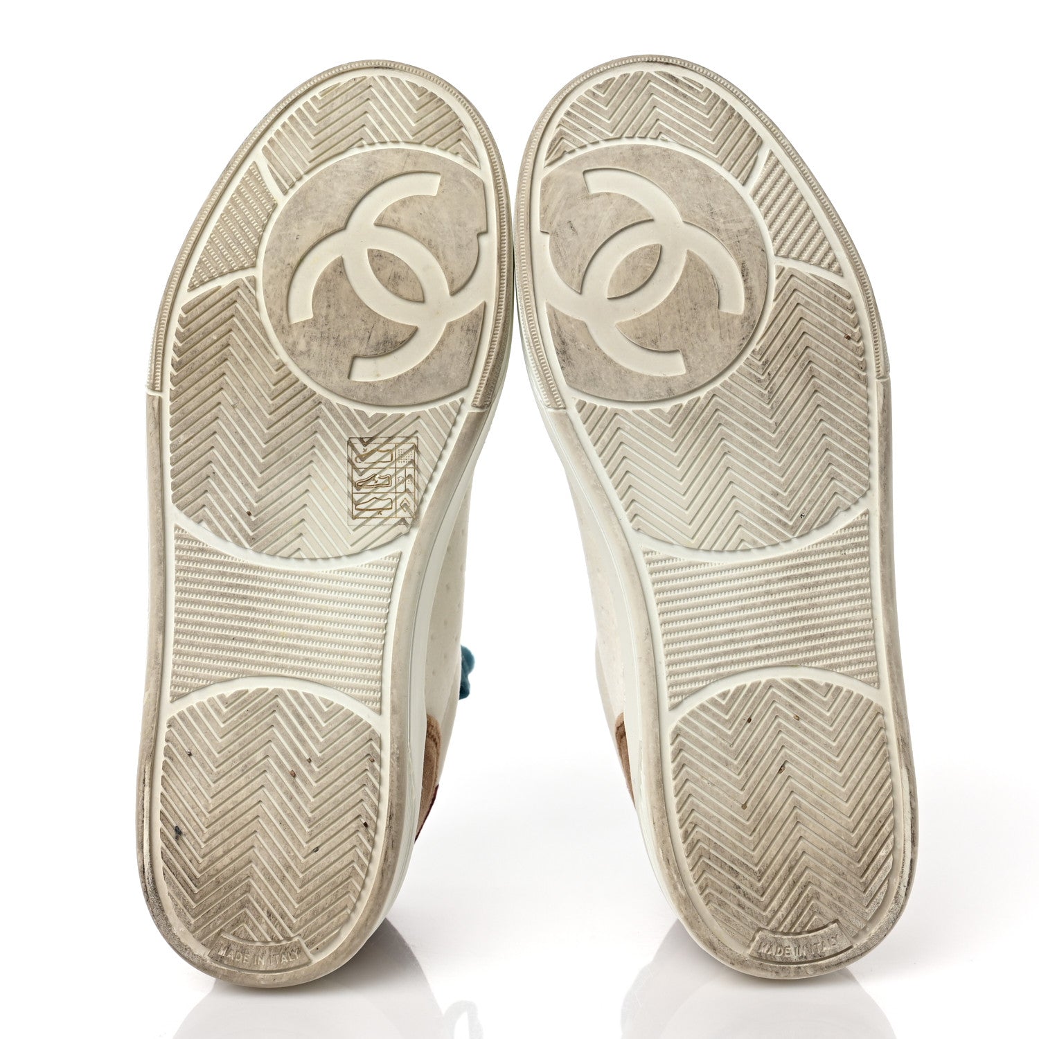 Chanel Calfskin Velvet Womens Logo Sneakers 38.5 White Beige Burgundy 6 of 12