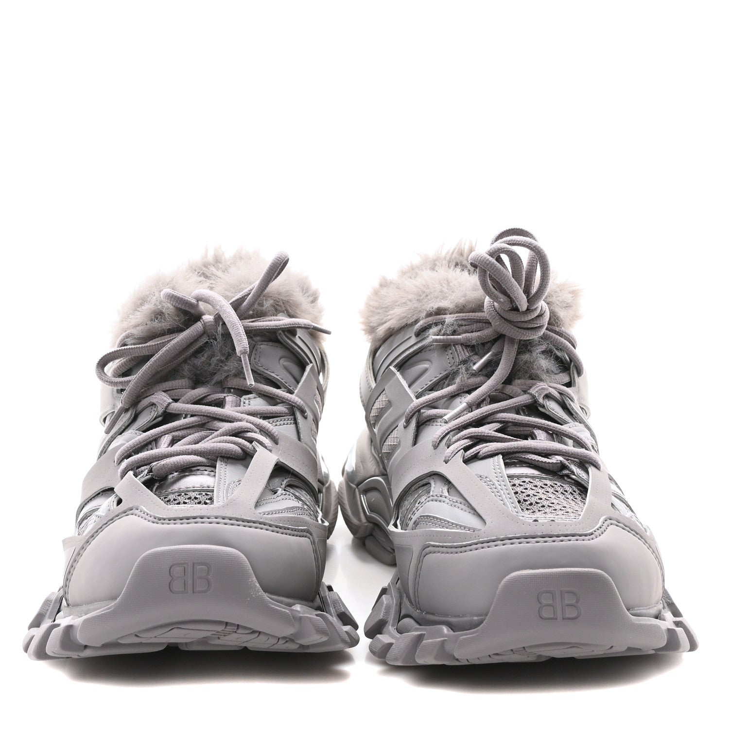 Balenciaga Mesh Rubber Faux Fur Track Sneakers 41 Grey 3 of 8