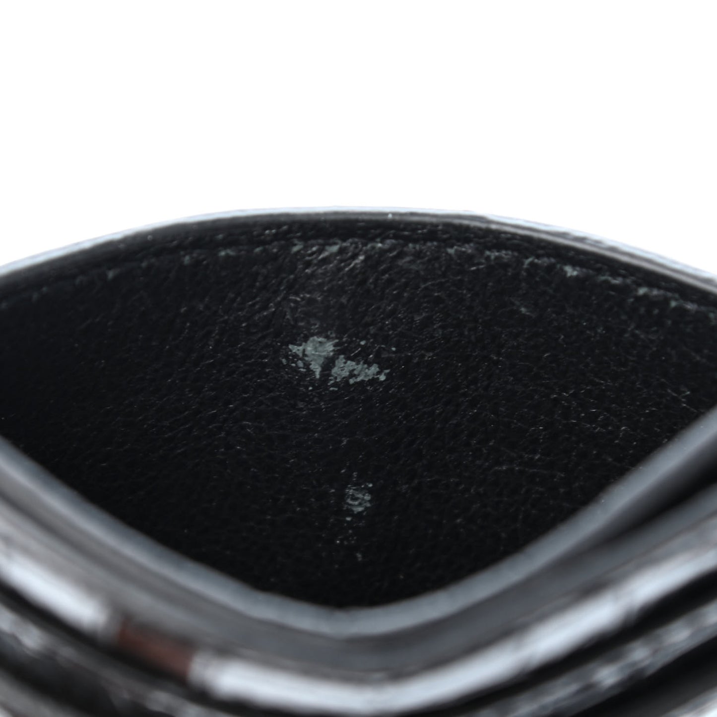 Calfskin Crocodile Embossed Monogram Credit Card Case Black