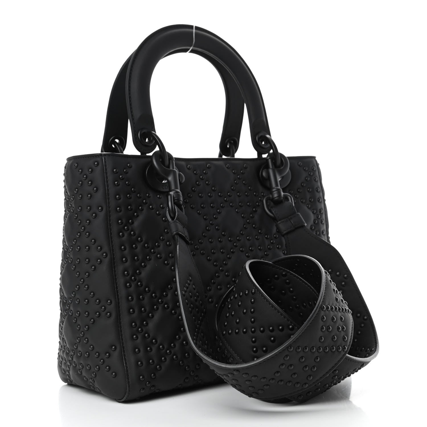 Christian Dior UItra Matte Calfskin Cannage Studded Medium Supple Lady Dior Black 2 of 4