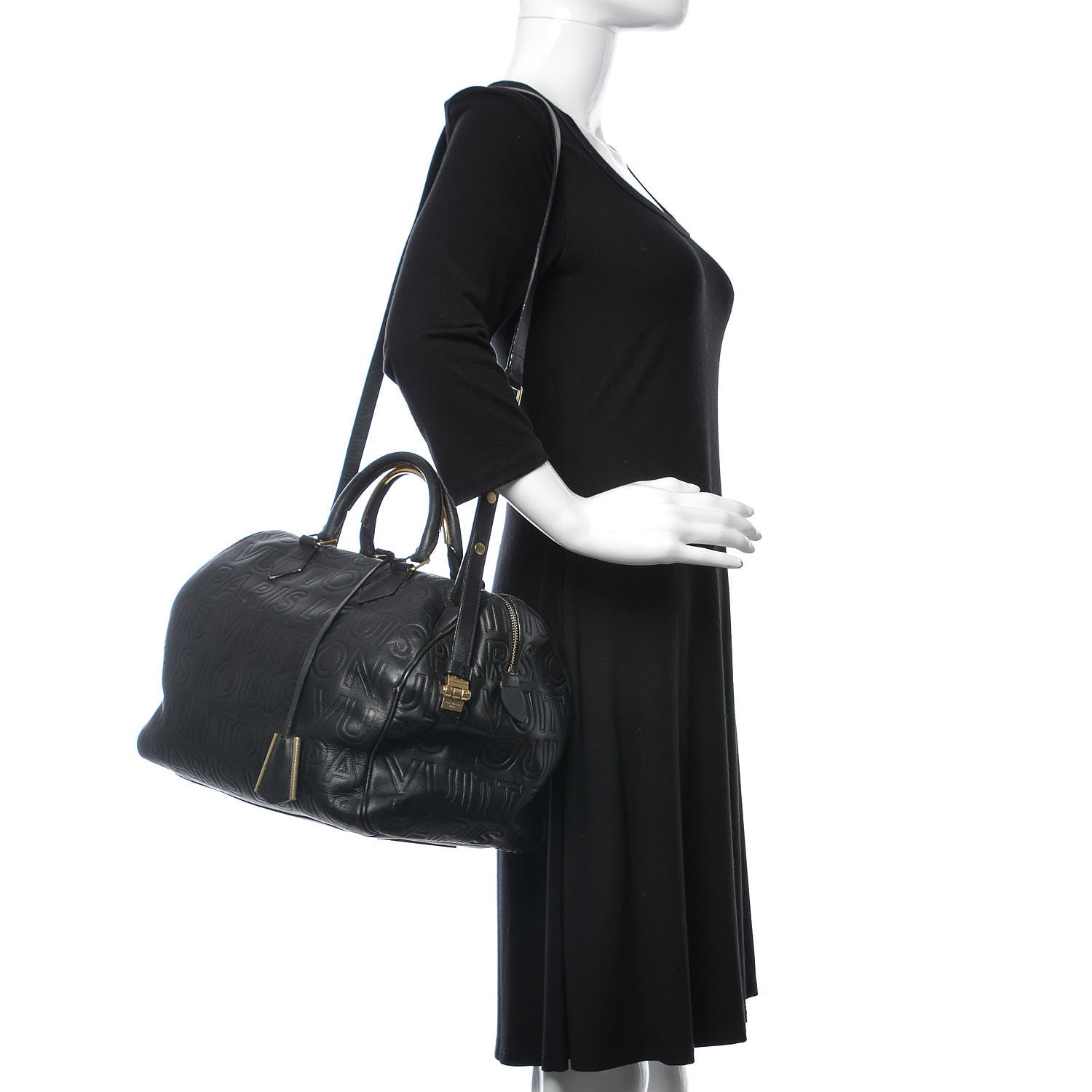 Louis Vuitton Calfskin Embossed Speedy Cube 30 Black 2 of 26