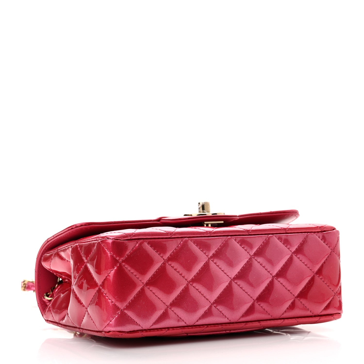 Chanel Shaded Patent Calfskin Quilted Mini Rectangular Flap Pink Dark Pink 3 of 8
