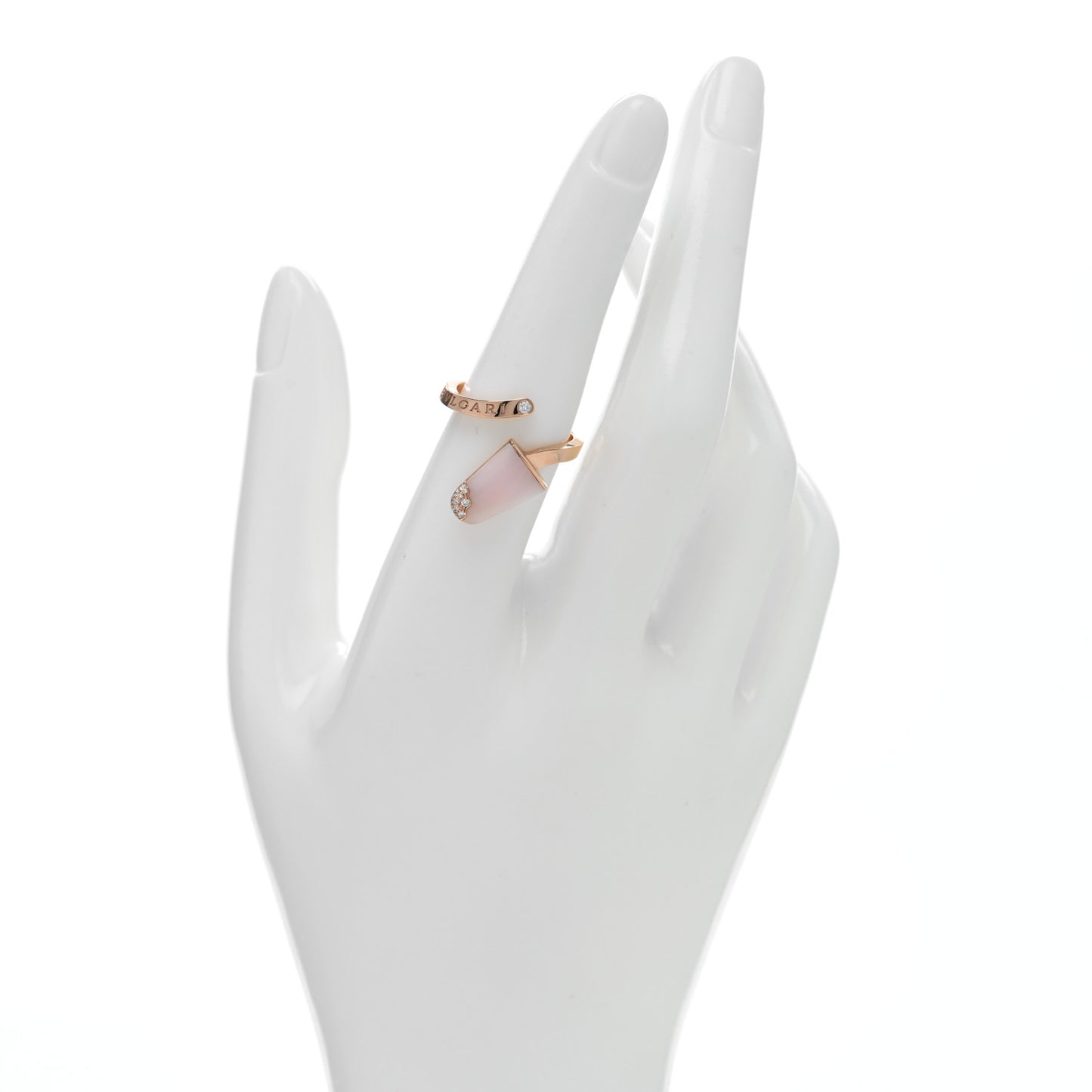 18K Rose Gold Diamond Pink Opal Gelati Ring 54 6.75