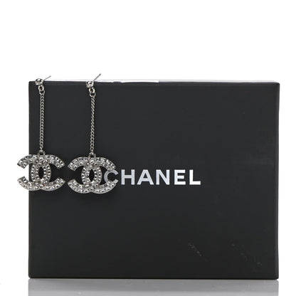 Chanel Baguette Crystal CC Drop Earrings Silver 5 of 5