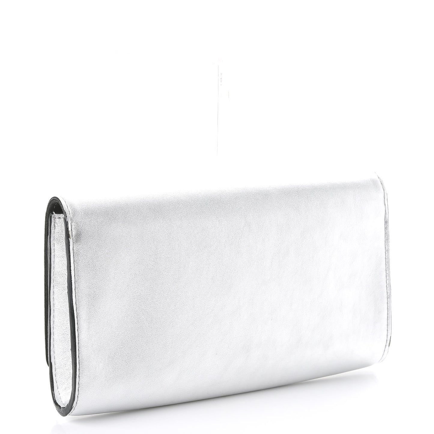 Metallic Calfskin Louise EW Lock Clutch Silver