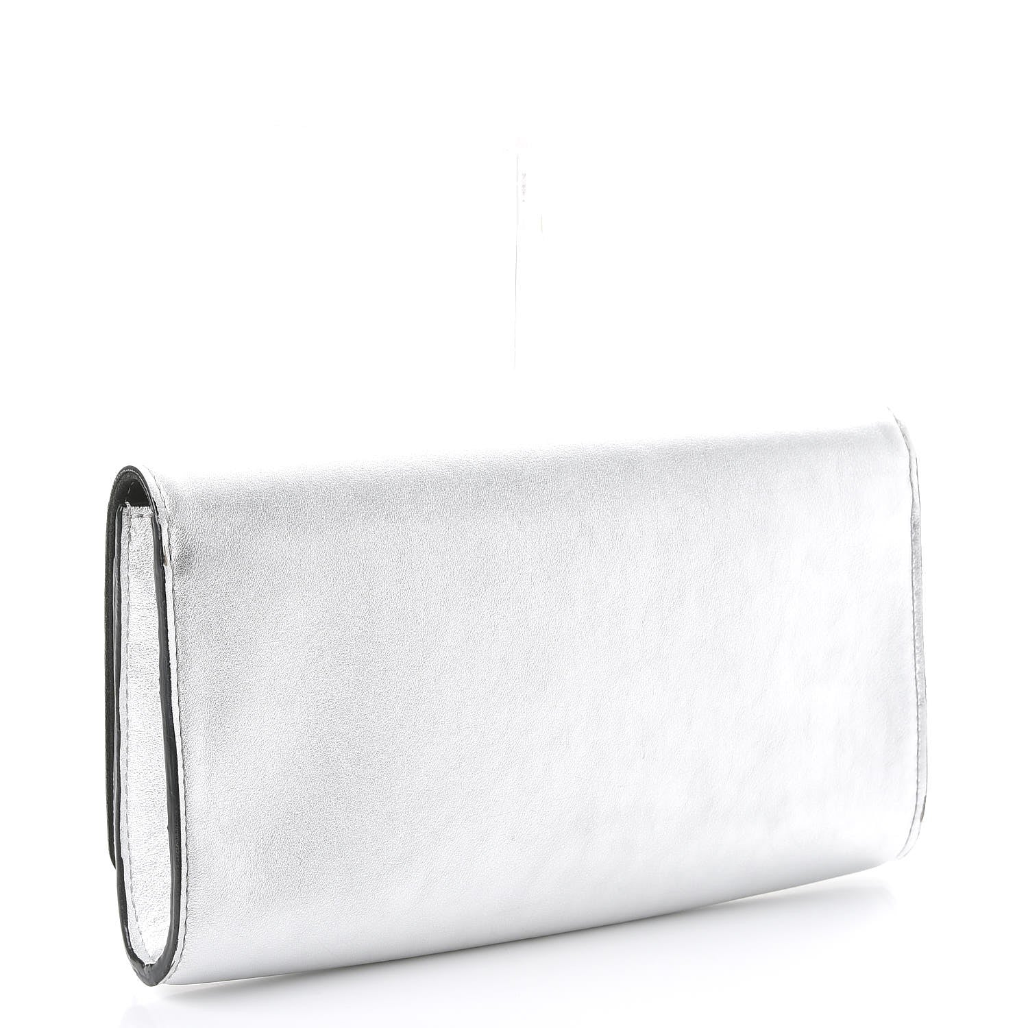 Louis Vuitton Metallic Calfskin Louise EW Lock Clutch Silver 3 of 9