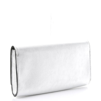 Louis Vuitton Metallic Calfskin Louise EW Lock Clutch Silver 3 of 9