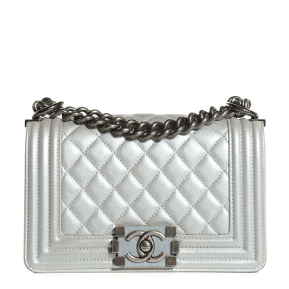 Chanel Calfskin Quilted Small Boy Flap Silver 1 of 8