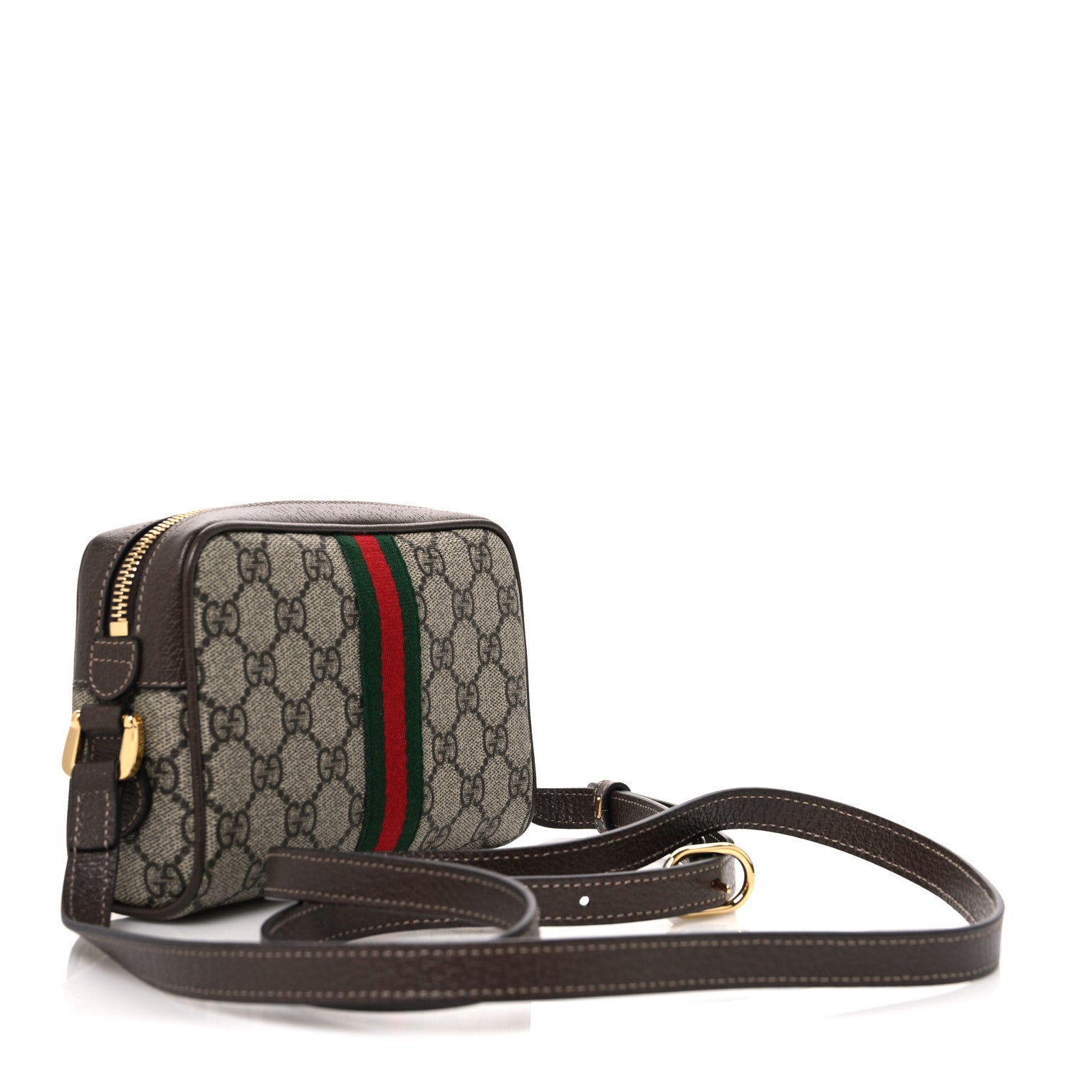 Gucci GG Supreme Monogram Web Mini Ophidia Shoulder Bag Brown 3 of 11