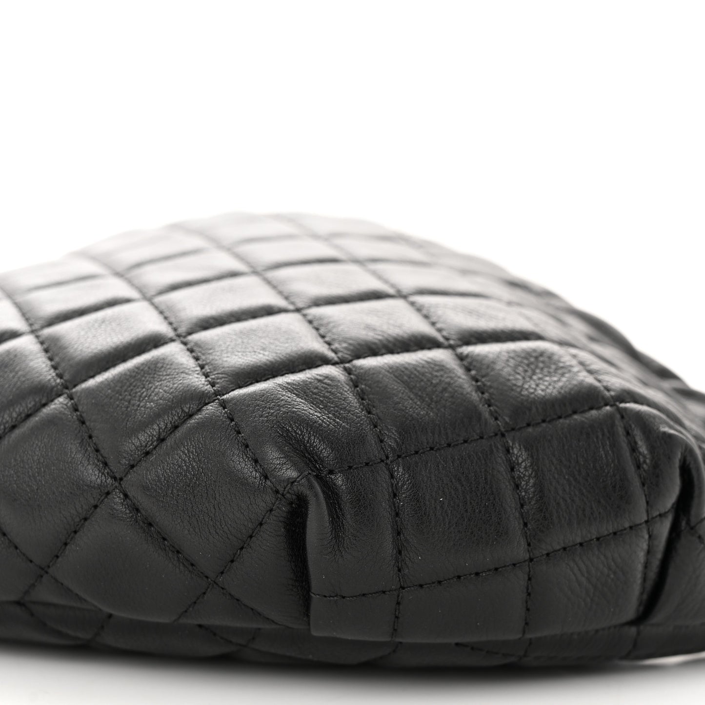 Calfskin Quilted Banane Waist Bag Fanny Pack Black