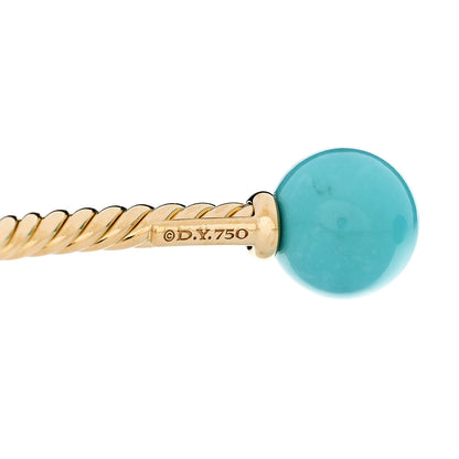 David Yurman 18K Yellow Gold Turquoise 8.5mm Solari Bead Bracelet 3 of 4