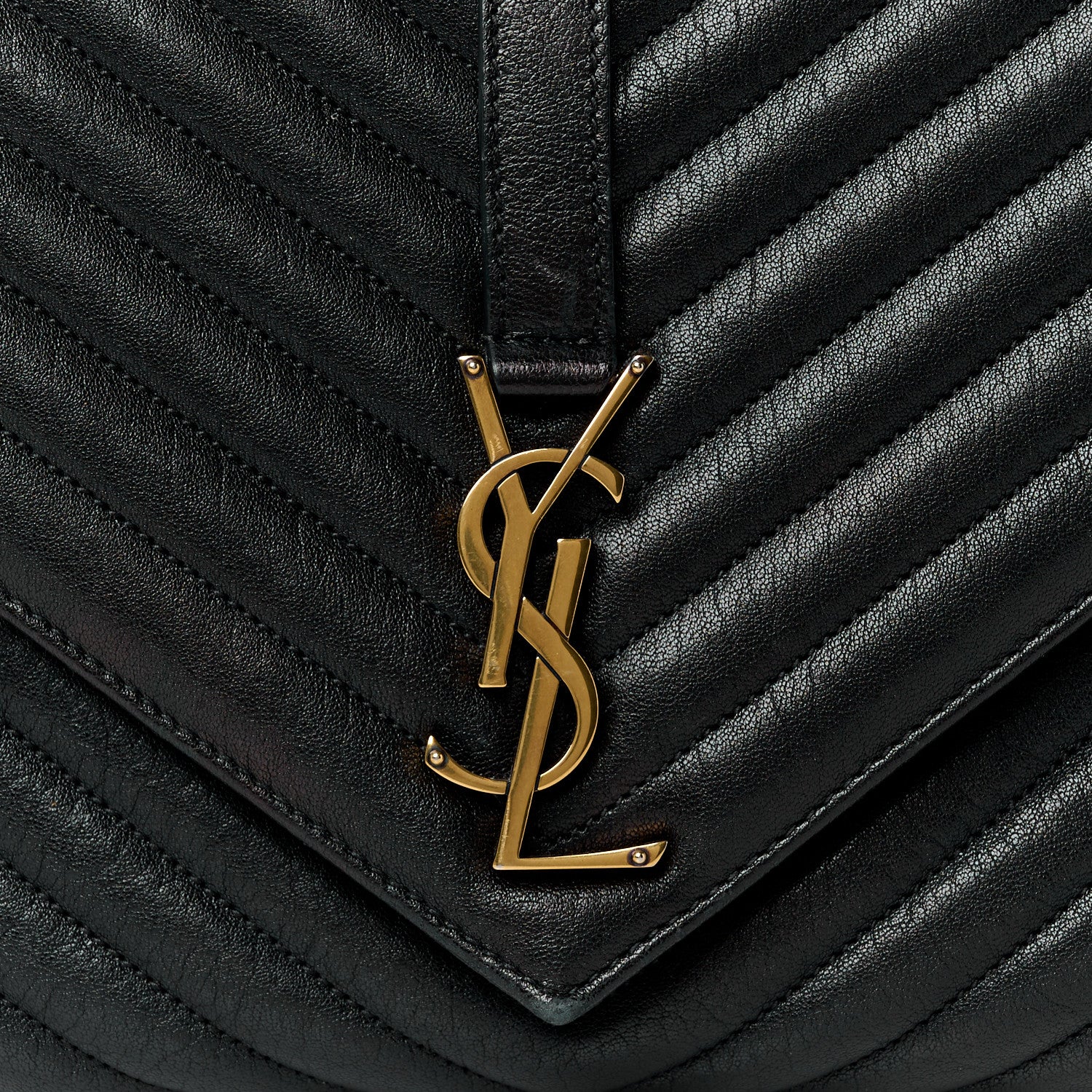 Saint Laurent Sheepskin Matelasse Chevron Monogram Large College Bag Black 9 of 11