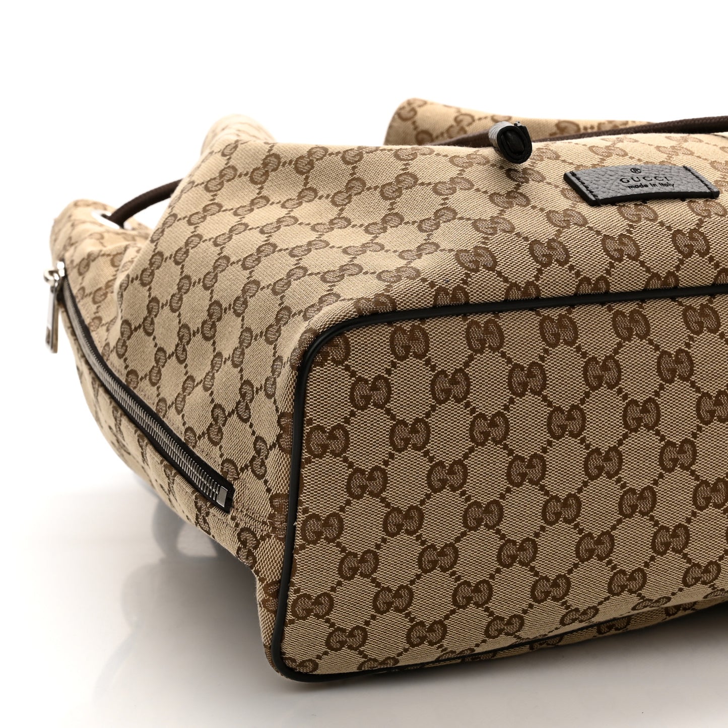 Monogram Dollar Calfskin O Drawstring Backpack Beige Ebony Testa di Moro Dark Chocolate