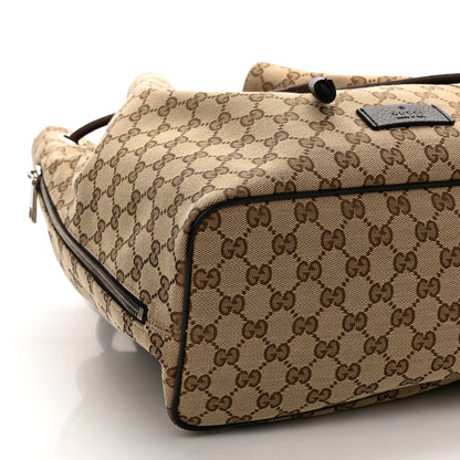 Gucci Monogram Dollar Calfskin O Drawstring Backpack Beige Ebony Testa di Moro Dark Chocolate 9 of 10