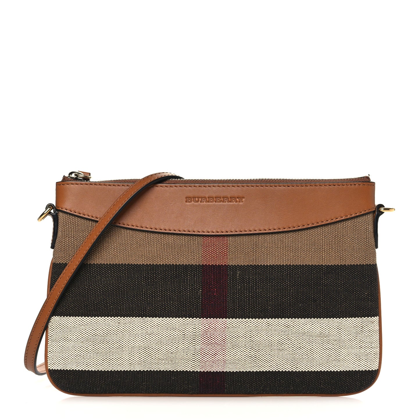 Mega Check Peyton Crossbody Clutch Bag Saddle Brown