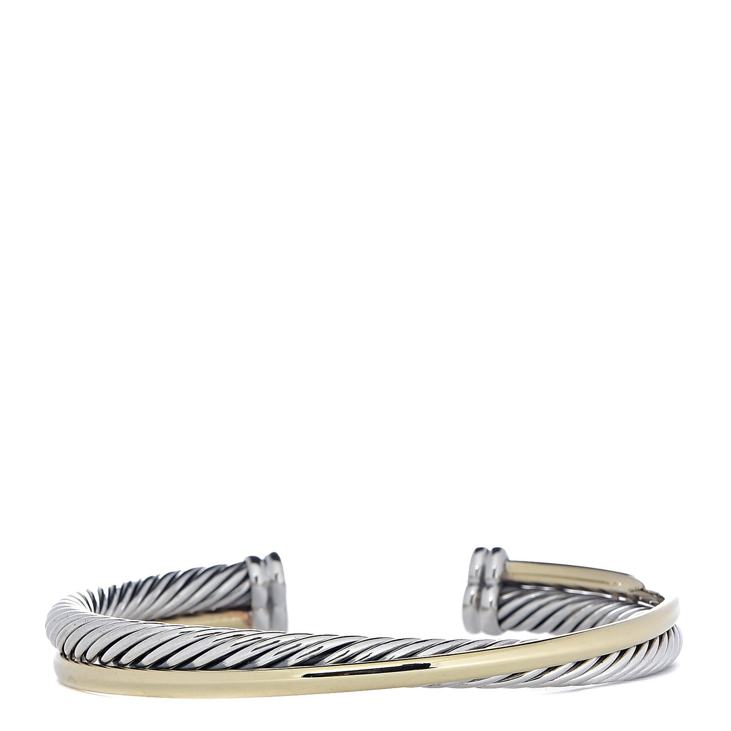 Sterling Silver 18K Yellow Gold 5mm Crossover Cuff Bracelet