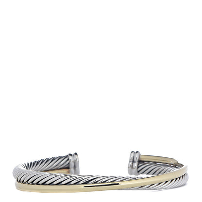 David Yurman Sterling Silver 18K Yellow Gold 5mm Crossover Cuff Bracelet 1 of 4