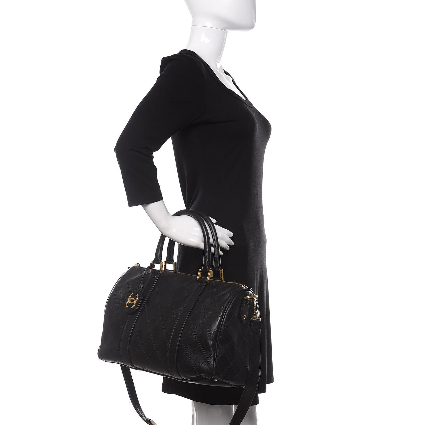 Calfskin Stitched CC Boston Black