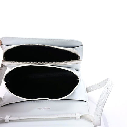 Balenciaga Patent Calfskin Lizard Embossed Tonal B Small B Crossbody Bag White 6 of 11