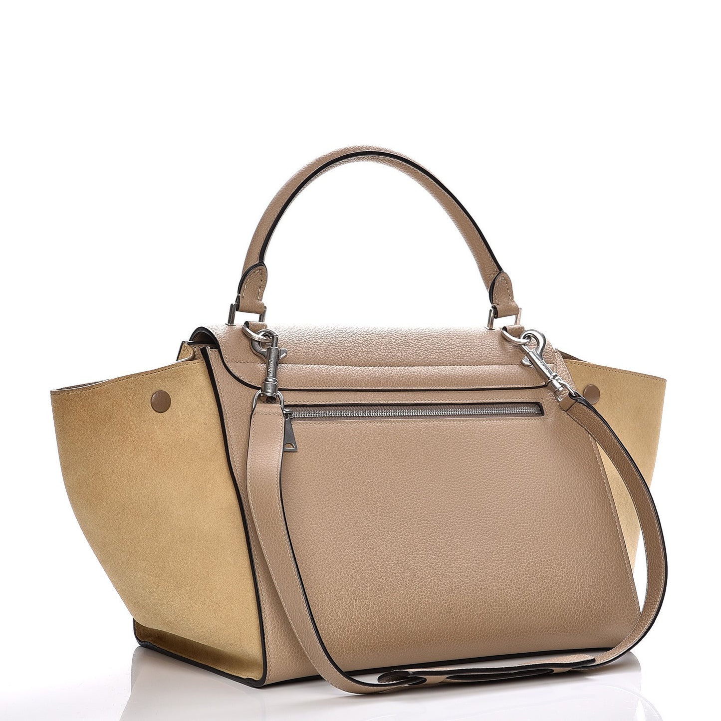 Drummed Calfskin Suede Medium Trapeze Dune