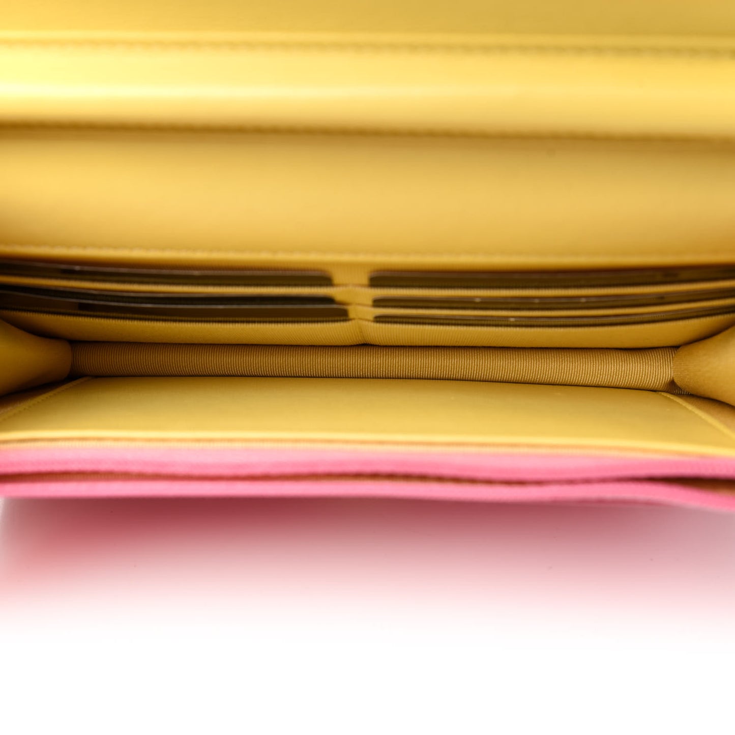 Lambskin Quilted Wallet On Chain WOC Pink Yellow