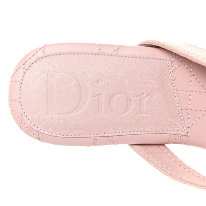 Christian Dior Lambskin Cannage Thong Sandals 36 Rose De Vents 6 of 9