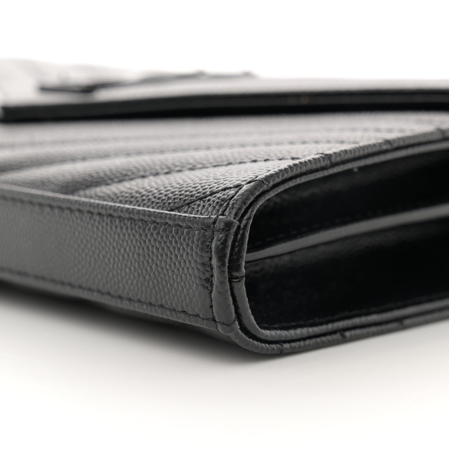 Grain De Poudre Matelasse Chevron Monogram Monochrome Chain Wallet Black