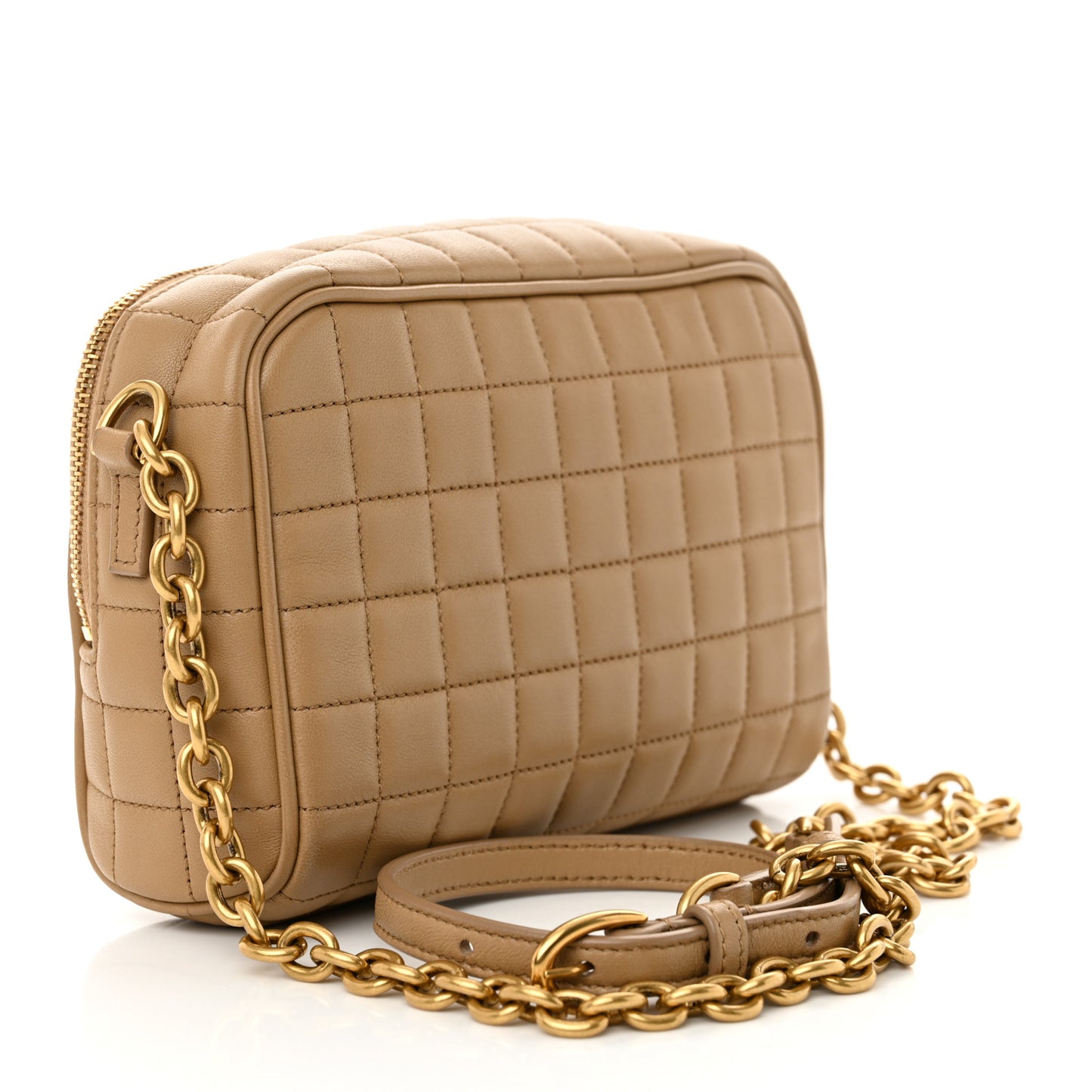 Lambskin Carre Quilted Cassandre Mini Camera Bag Natural Tan