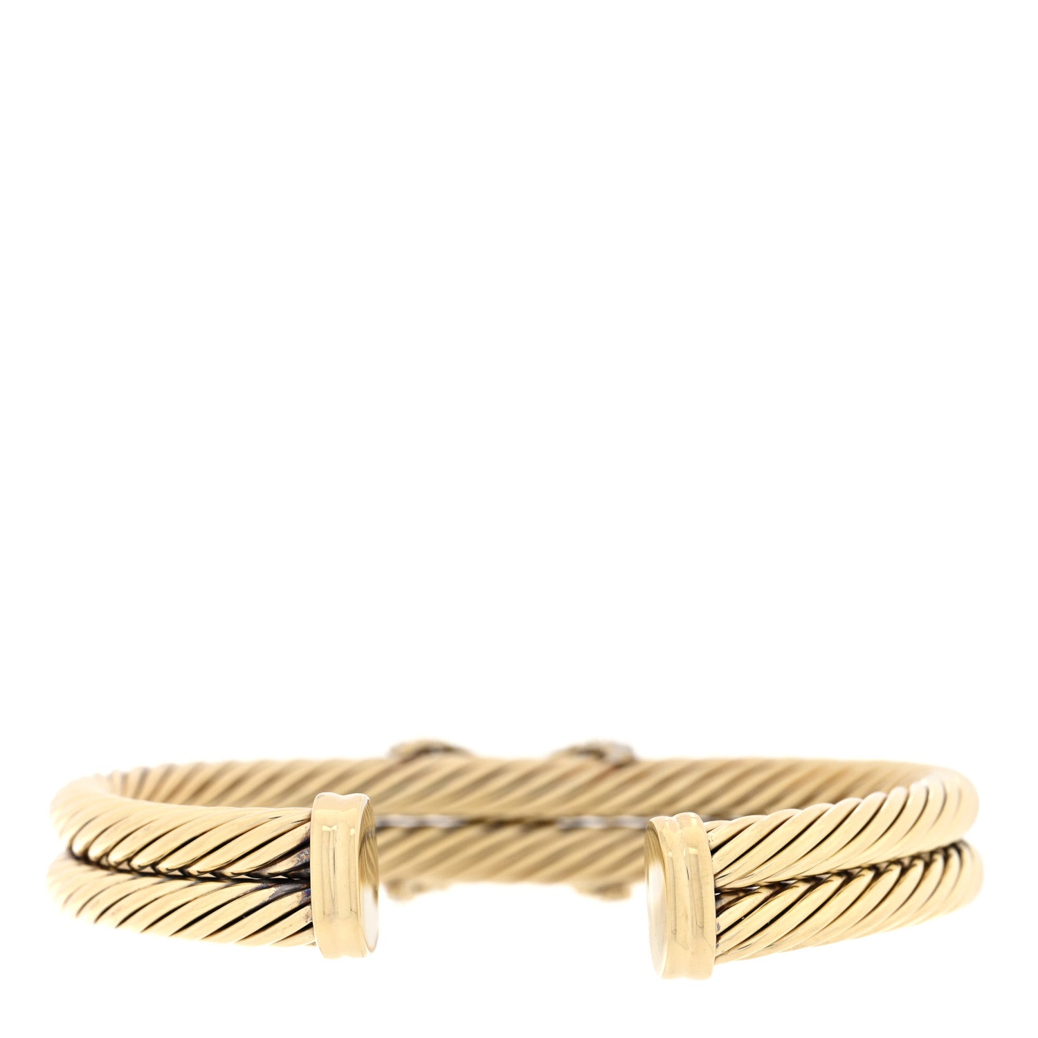 David Yurman 14K Yellow Gold Diamond X Station Double Cable Bracelet 2 of 4