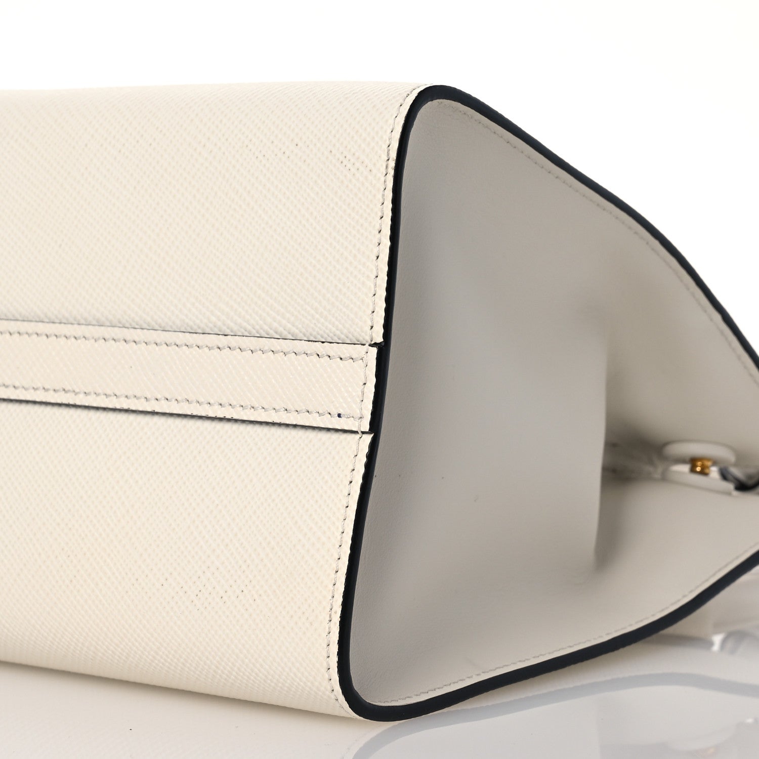 Prada Saffiano Cuir Calfskin Small Monochrome Top Handle Tote White 10 of 11