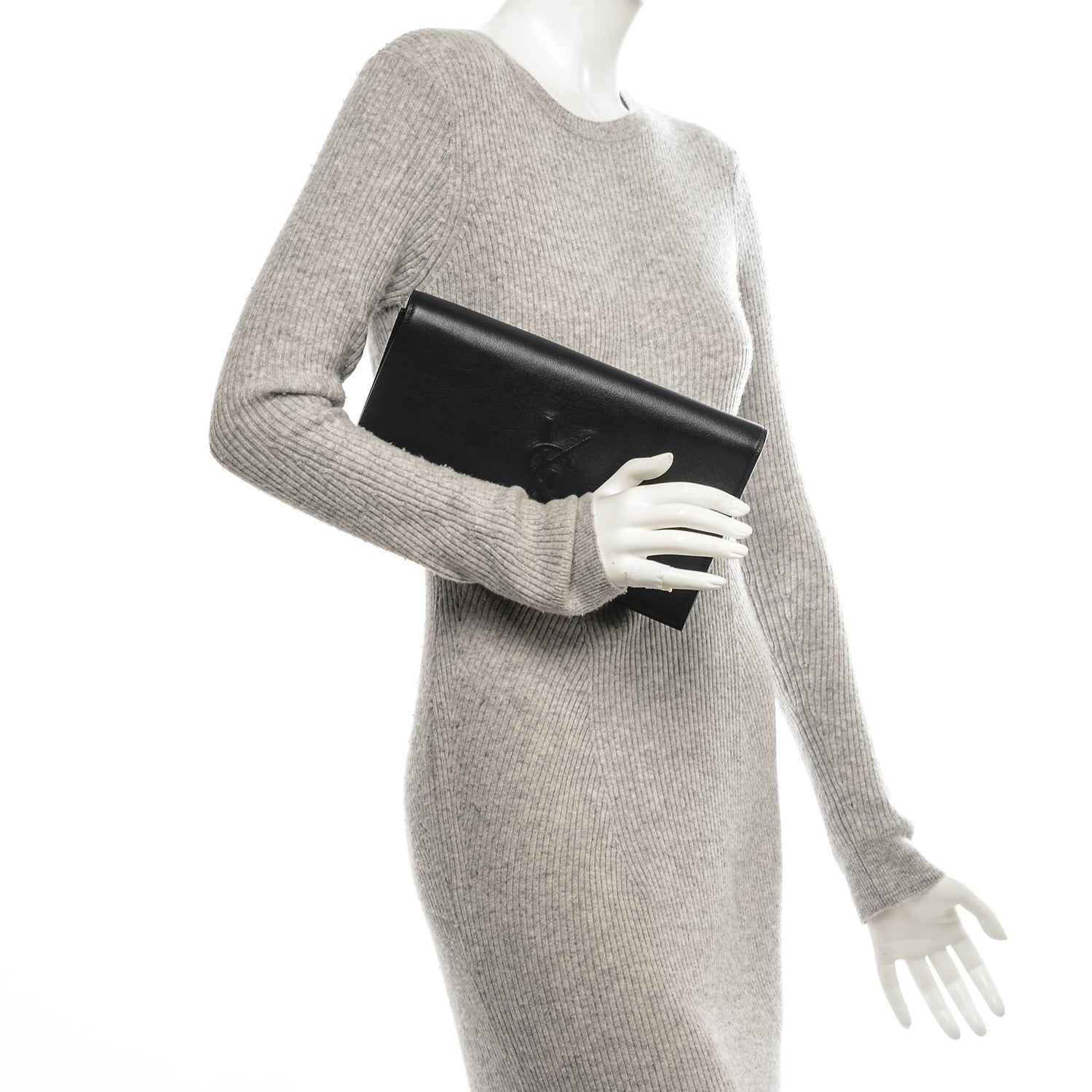 Saint Laurent Calfskin Monogram Large Belle De Jour Clutch Navy 2 of 6