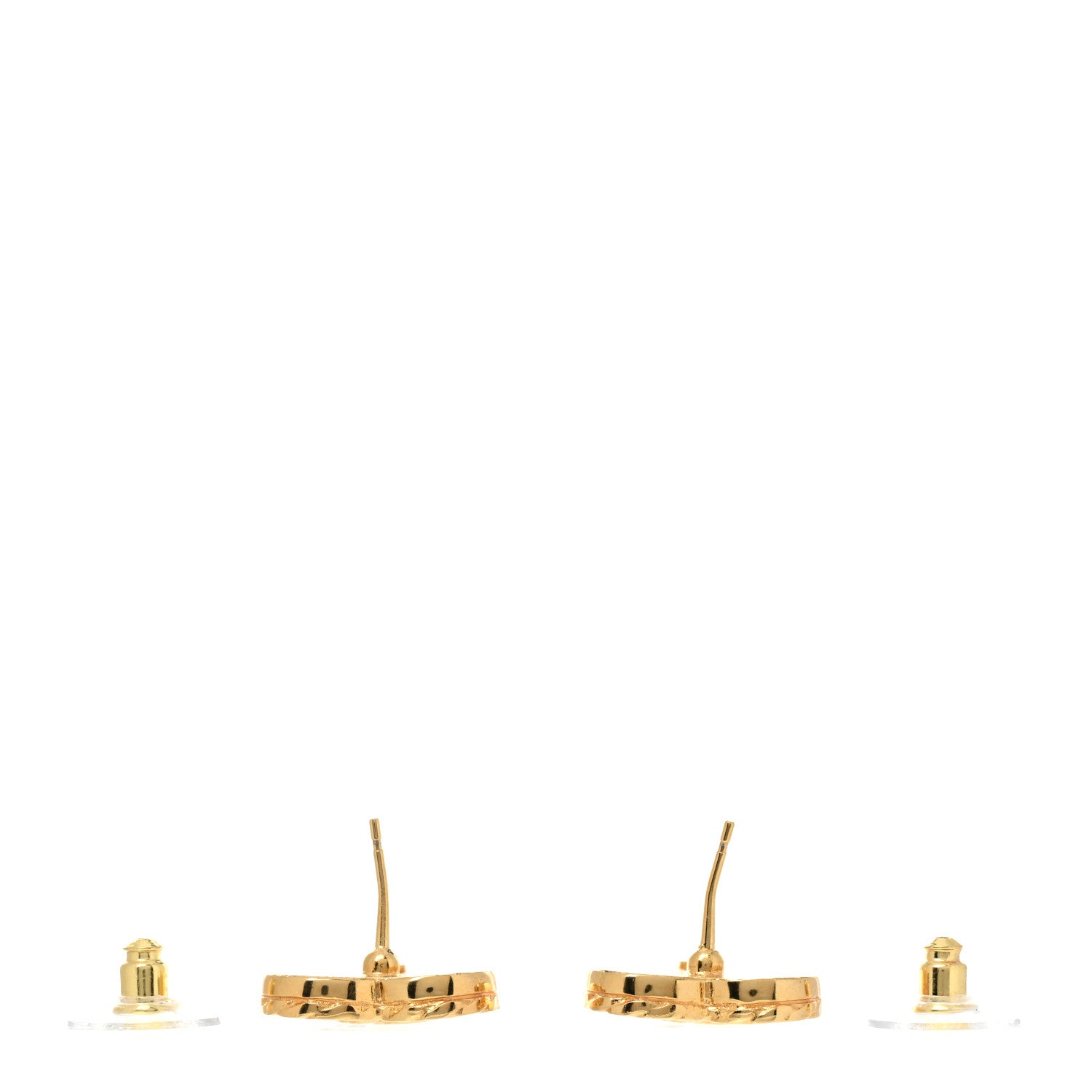 Chanel Metal Enamel CC Denim Heart Earrings Gold Blue 3 of 5